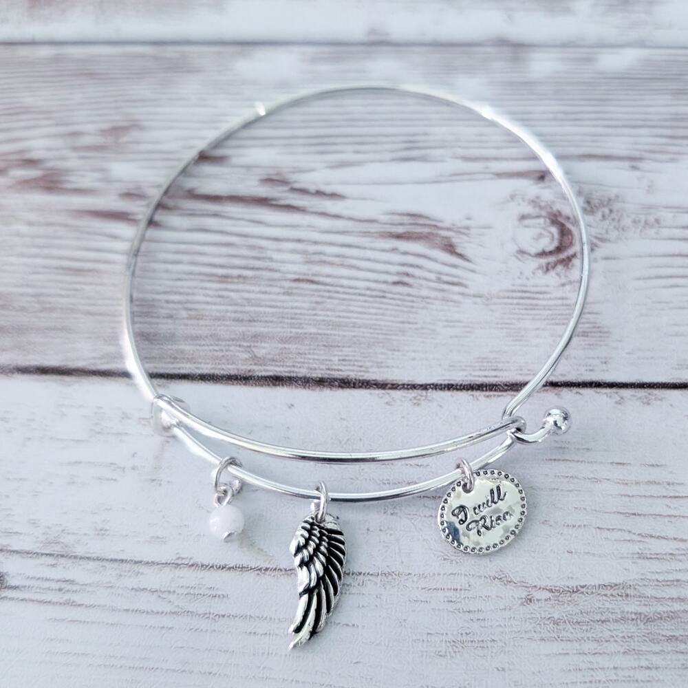 "I Will Rise" Silver Tone Charm Bracelet
